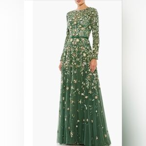 MAC DUGGAL #5533 EMBELLISHED LONG SLEEVE A LINE GOWN SIZE 8